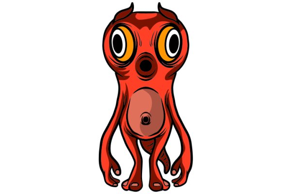 Vivid Illustration of a Red Octopus with a Surprised Expression