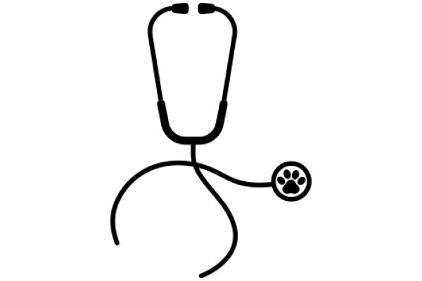 A Simple, Illustration of a Stethoscope and a Paw Print