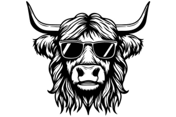 Stylish Bull with Sunglasses and Horns