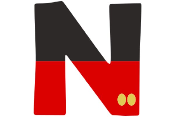 Stylized Letter N with Red and Black Design