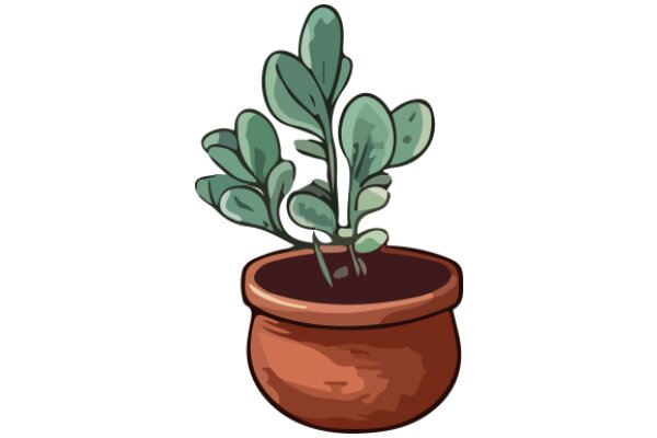 A Digital Illustration of a Potted Plant with Green Leaves