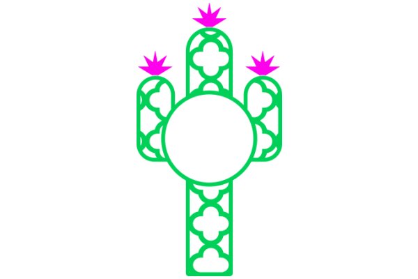 Stylized Cross with Floral Design and Pink Stars