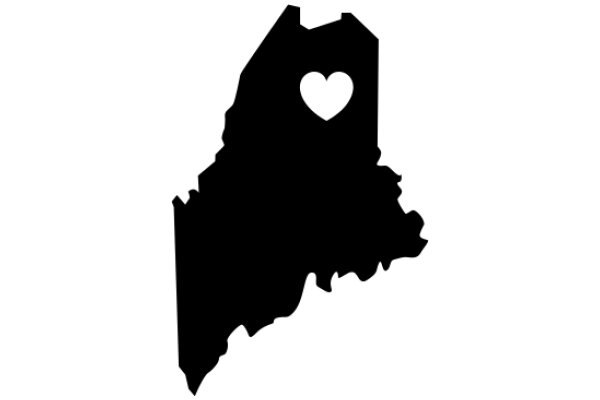 Silhouette of a State with a Heart Inside