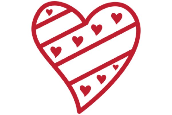 A Red and White Heart with Stripes and Hearts