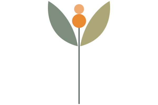 Stylized Flower Logo with Orange Center and Green Leaves