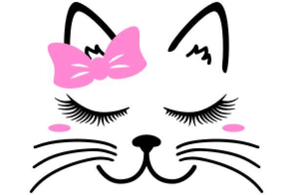 Whimsical Feline with a Pink Bow and Long Eyelashes