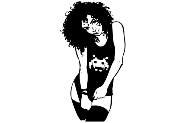 Stylized Illustration of a Woman with a Pixelated Design