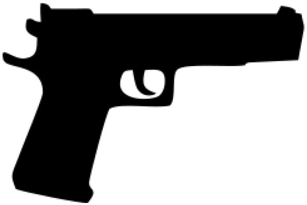 Silhouette of a Gun on a White Background