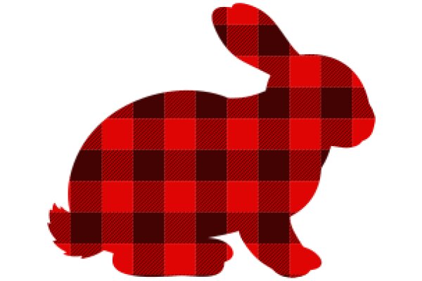 Vibrant Red and Black Plaid Bunny Silhouette