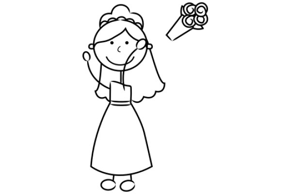 A Whimsical Illustration of a Girl with a Flower and a Phone