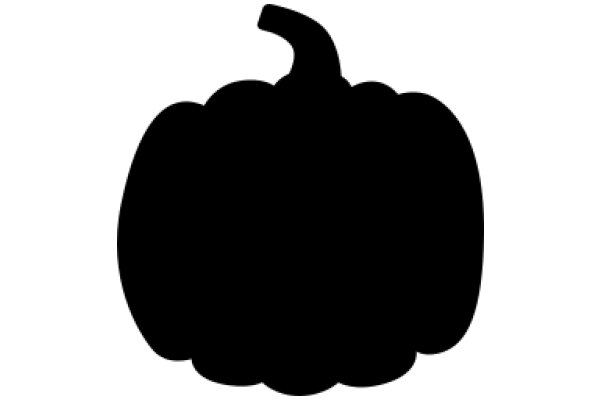 A Solid Black Silhouette of a Pumpkin with a Stem