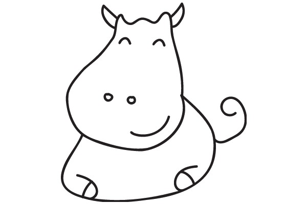 A Simple Line Drawing of a Happy Cow