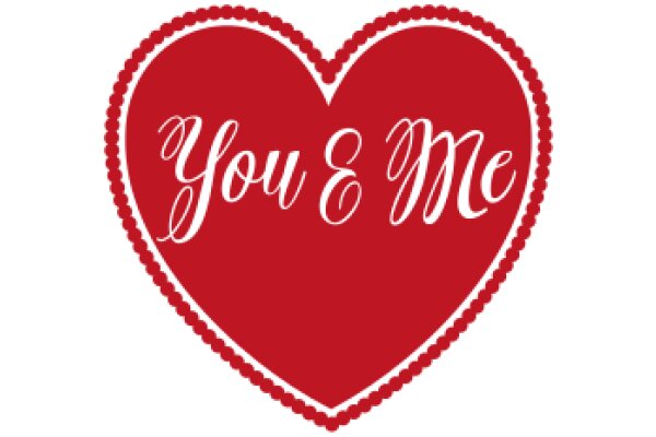 A Red Heart with the Words 'You & Me' in White