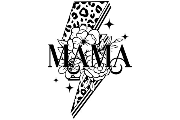 Mama: A Stylized Logo with Floral Design and a Lightning Bolt