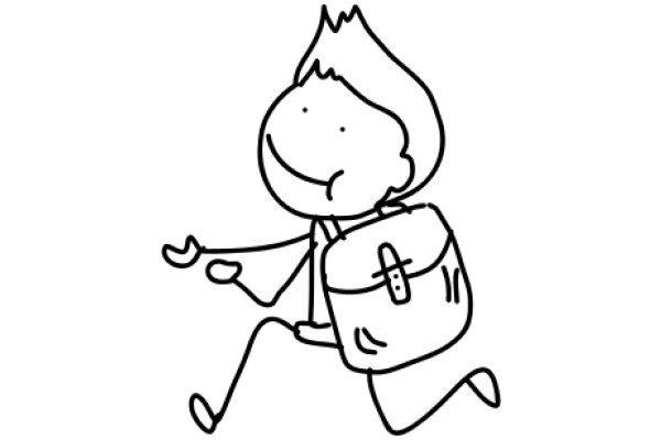 A Whimsical Sketch of a Boy with a Backpack