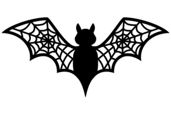 Silhouette of a Bat with a Spider Web Design