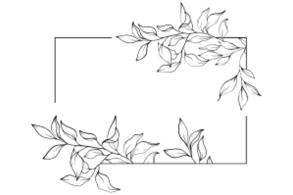 Elegant Line Art of a Plant and Rectangle Frame