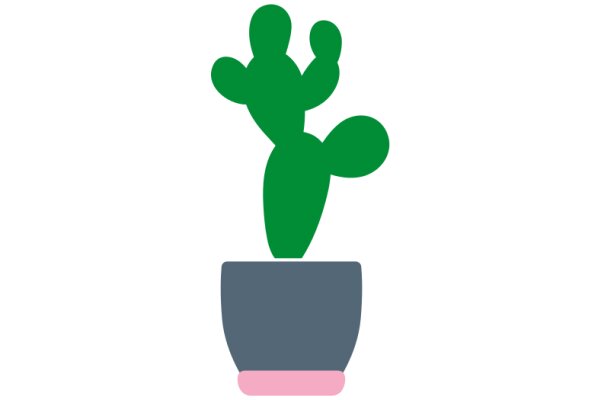 A Vibrant Green Cactus in a Gray Pot