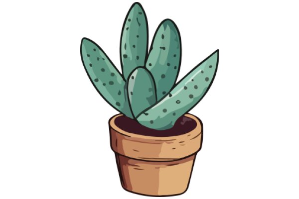 A Whimsical Illustration of a Cactus in a Pot