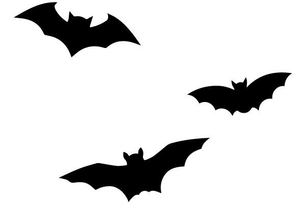 Silhouette of Three Bats in Flight