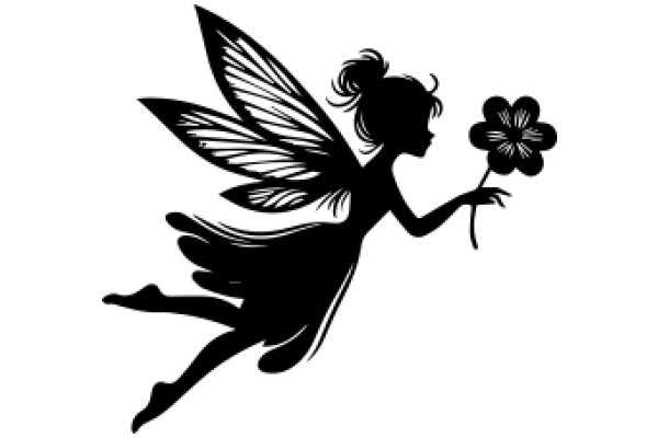 Silhouette of a Fairy with a Flower