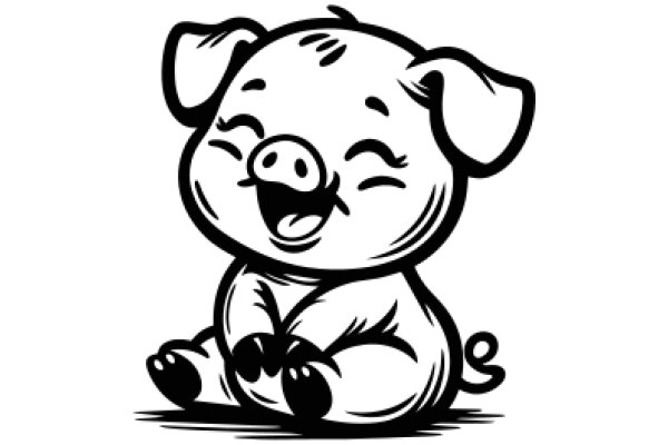 A Delightful Cartoon of a Pig with a Smile