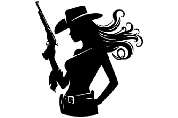 Silhouette of a Cowgirl with a Gun