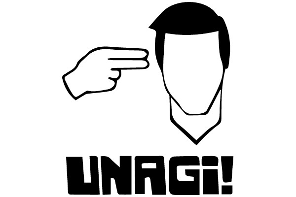 A Silhouette of a Man Pointing at the Word 'UNAGI!'