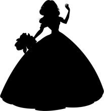 Silhouette of a Cinderella-like Figure with a Bouquet