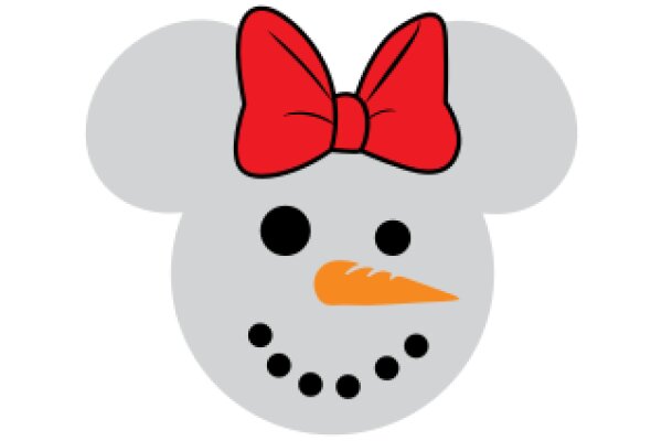 A Whimsical Smiley Face with a Red Bow and Orange Nose