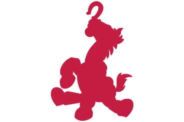 A Red Silhouette of a Horse with a Ring in Its Mouth