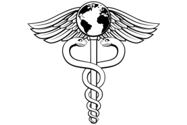 Stylized Medical Cross with a Globe and Snake