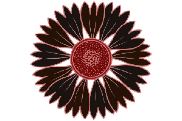 Vibrant Flower Design with Red Center and Black Petals