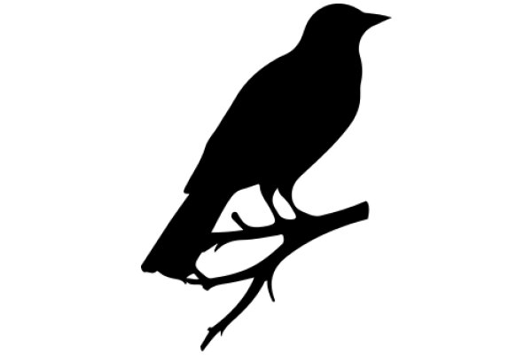 Silhouette of a Bird Perched on a Branch