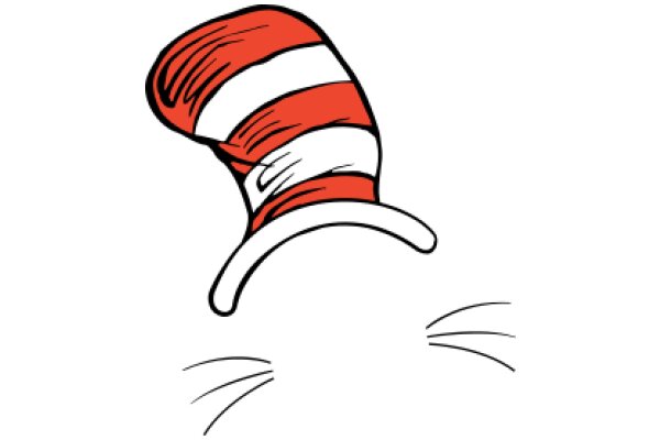 Whimsical Illustration of a Cat's Whiskers and a Red and White Striped Hat