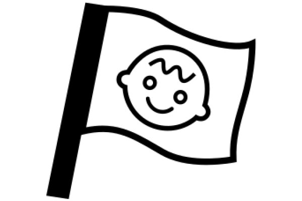 A Simple, Illustration of a Flag with a Smiley Face on It