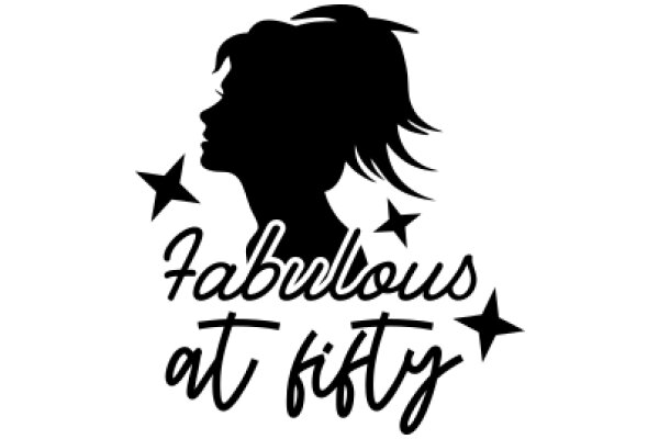 Fabulous at Fifty: A Silhouette of a Woman with Stars and Text