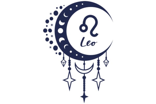 Zodiac Leo Symbol with Stars and Crescent Moon