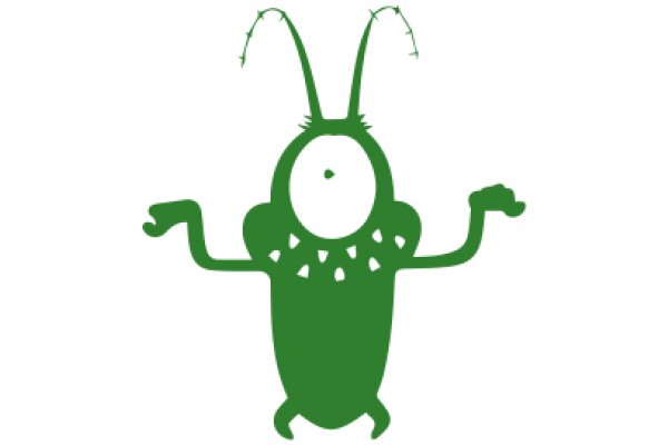 A Playful Green Cartoon Character with Antennae and a Spiky Body