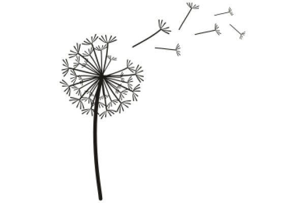 Whimsical Illustration of a Dandelion and Its Seeds