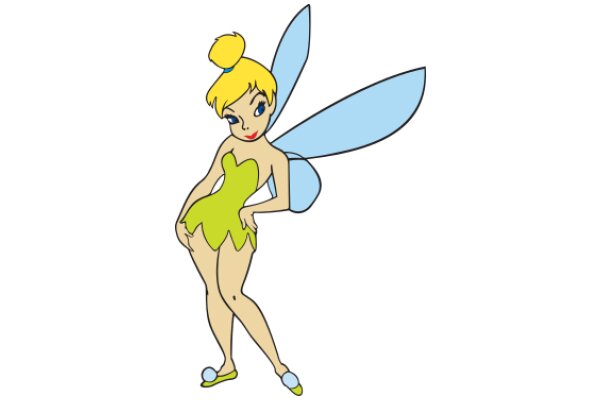 A Whimsical Encounter: A Cartoon Tinkerbell with a Human Body