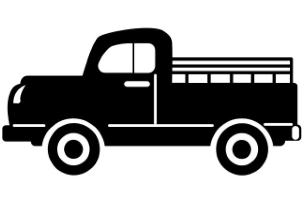 A Solid Black Silhouette of a Pickup Truck