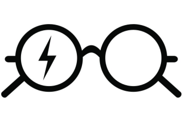 A Simple, Icon of a Pair of Eyeglasses with a Lightning Bolt