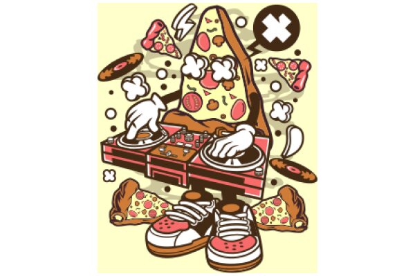 A Whimsical Scene of a Pizza-Loving DJ's World