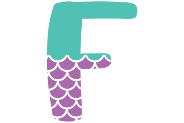 Stylized Letter 'F' with a Purple Fish Design