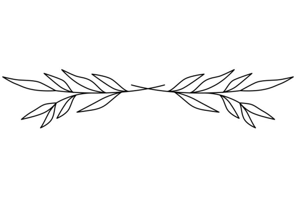 Simplistic Line Art of a Leafy Branch