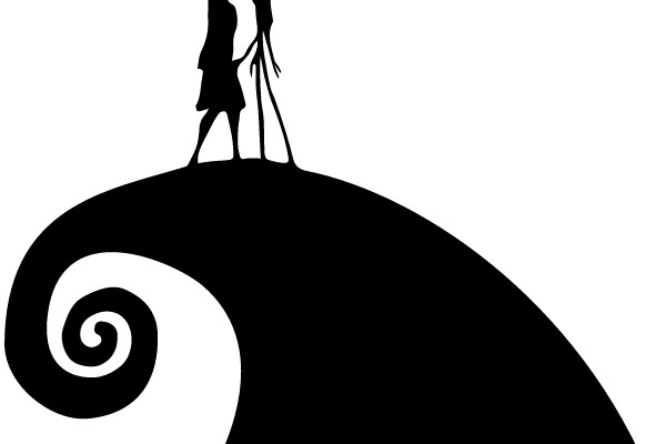 Silhouette of a Couple on a Swirl