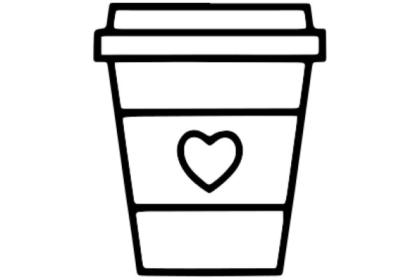 A Simple Line Drawing of a Coffee Cup with a Heart Inside