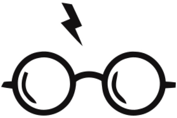 Stylized Icon of Eyeglasses with a Lightning Bolt