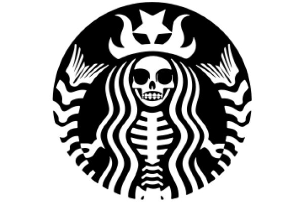 Stylized Starbucks Logo with a Skeleton Design